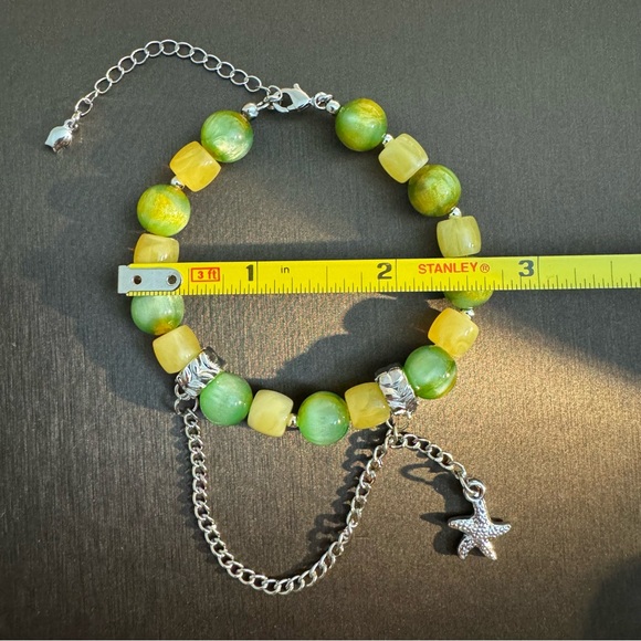 Green-Yellow Beaded Bracelet with Starfish Charm - Picture 5 of 5